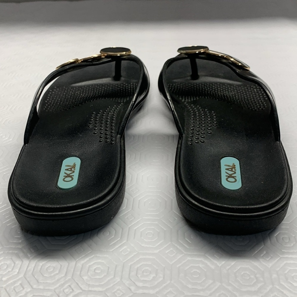 Oka-B Flip Flop Thong Sandals Black Size Large - Picture 7 of 10